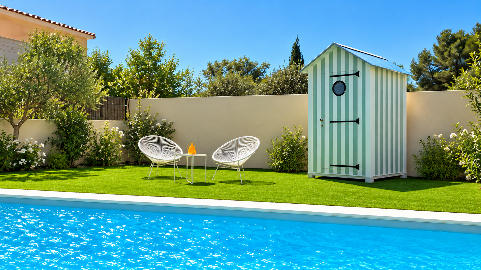 Cabine de plage en bois, modèle simple
