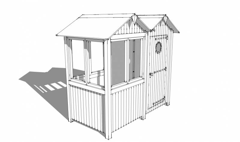 Serre de jardin en bois en kit modèle simple + cabanon accolé