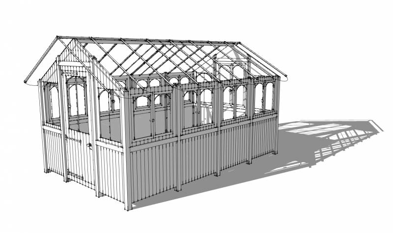 Serre de jardin en bois et verre 12 modules